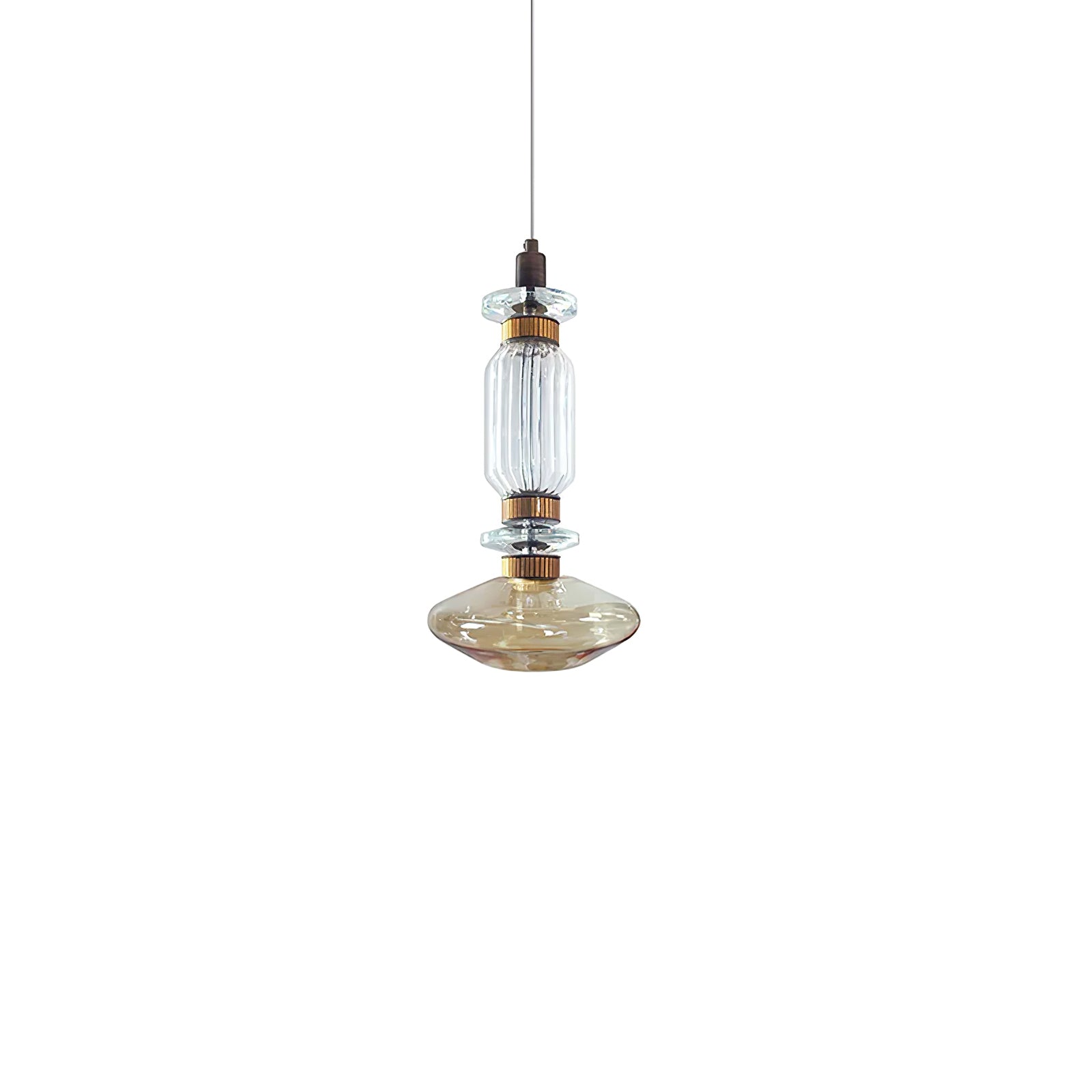 Sleek Hanging Light - Iron Metal Glass Gold Clear Hardwired Atmosphere