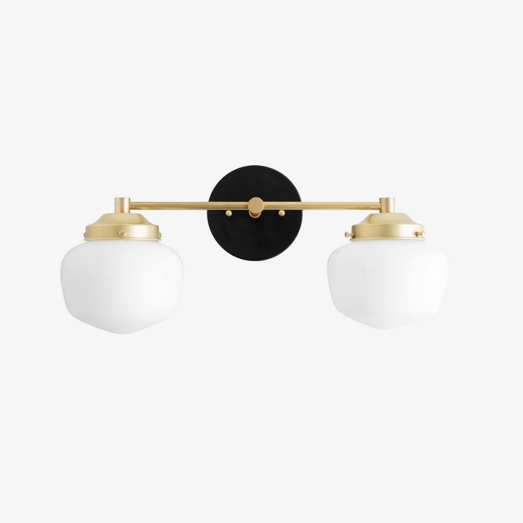 Opalume Glass Art Deco Vanity Light - Bathroom Wall Sconce with White Glass Shades