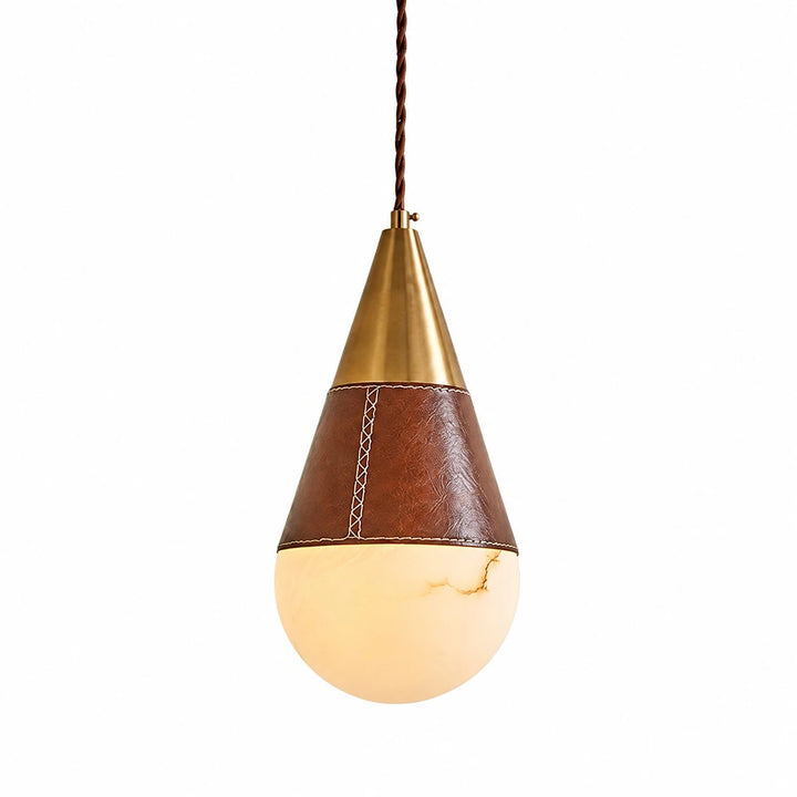Vintage Leather Faux Marble Teardrop Pendant Light for Dining Rooms and Bedside
