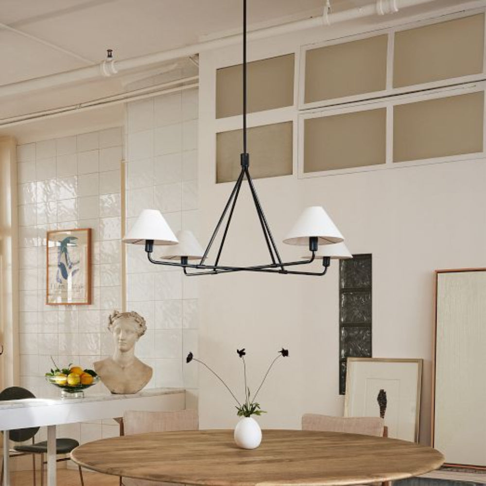 Diora Linen Adjustable Chandelier - Metal Modern Fixture for Living Room