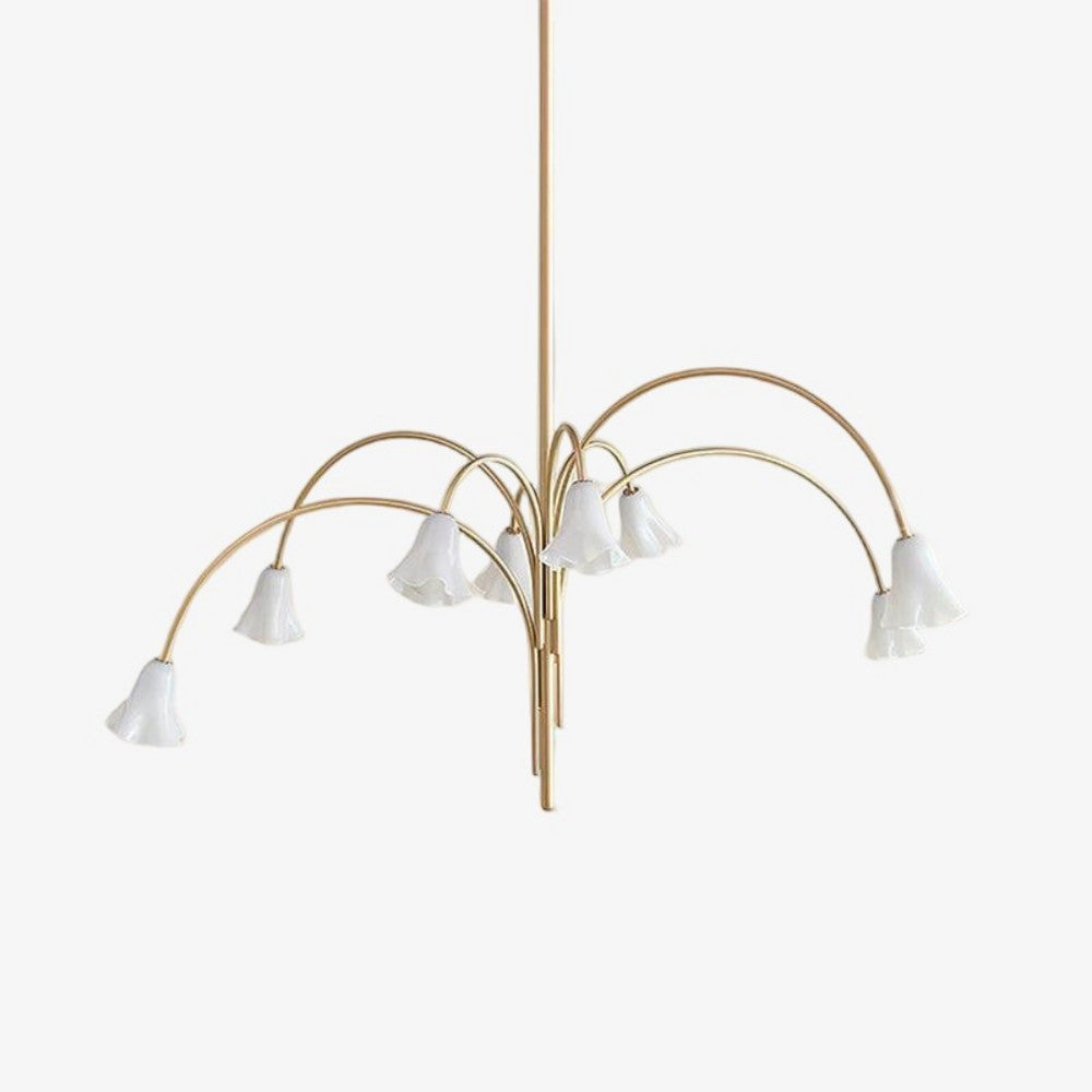 Bellina Modern Romantic Chandelier - Botanical Lily Design with Glass Flowers