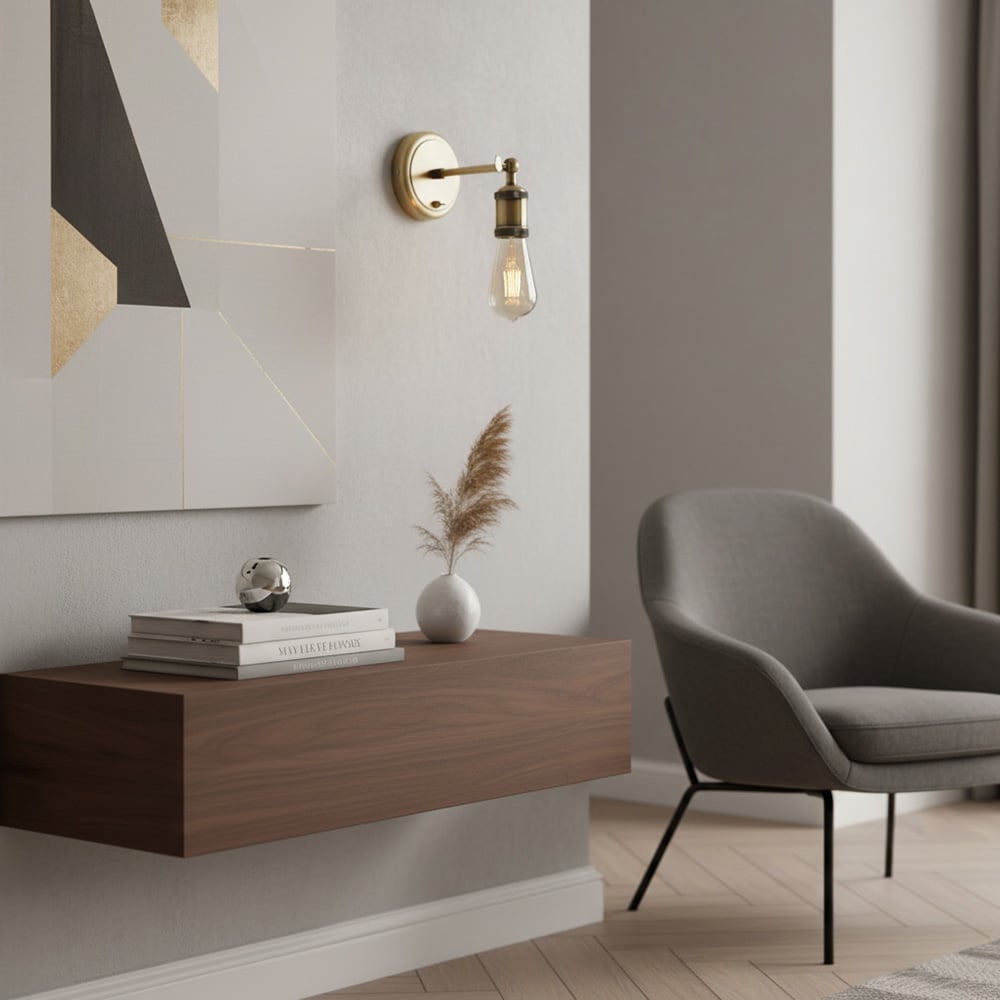 Vintage Hal Brass Adjustable Wall Light for Living Room