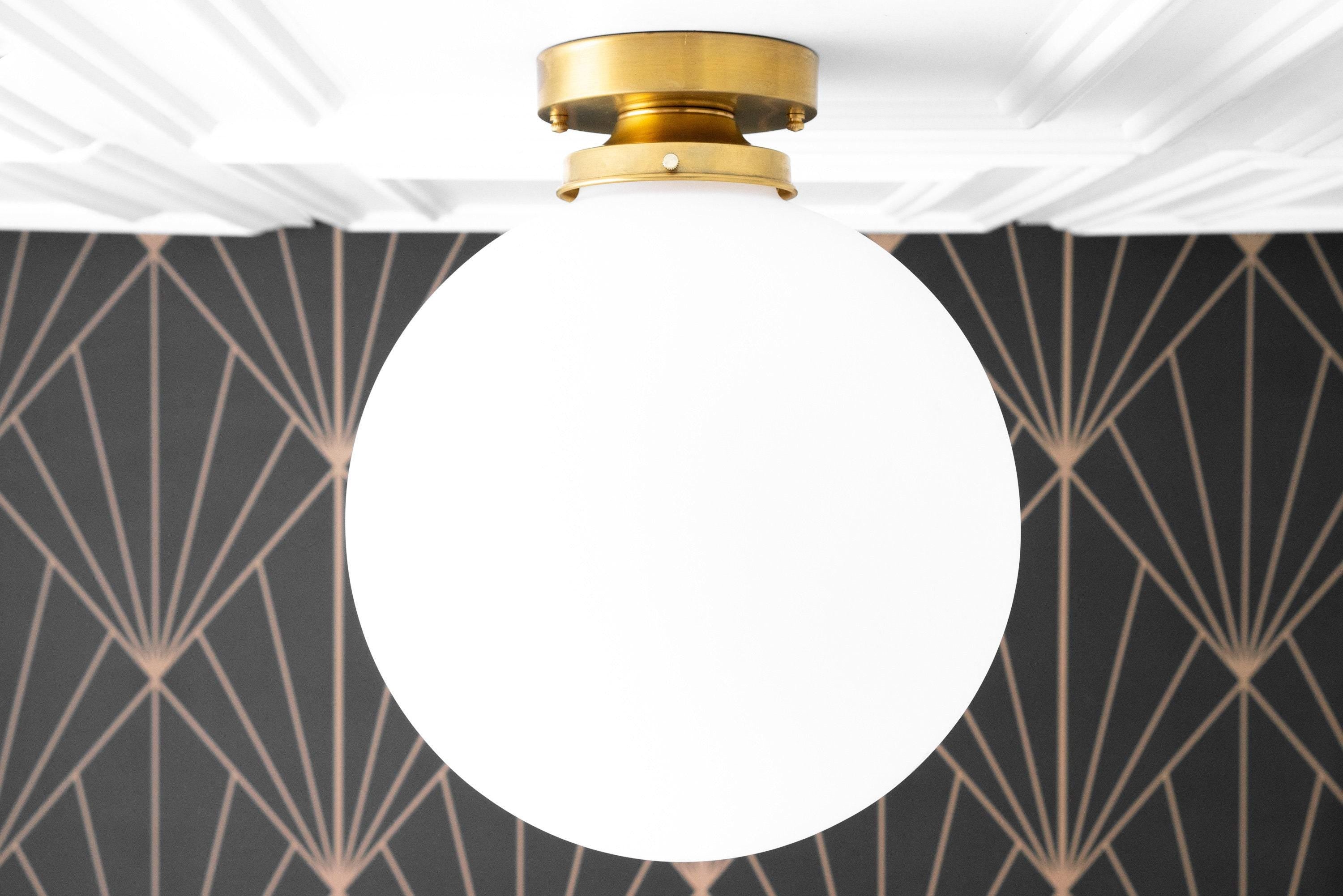 Glorica Glass 12 Inch Globe Ceiling Light - Frosted Glass Art Deco Pendant And Flush Mount