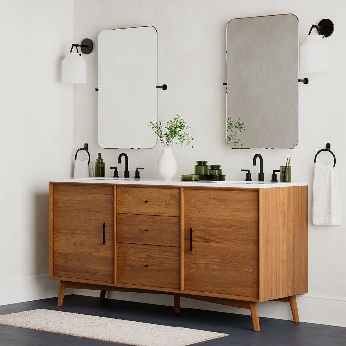 Applique murale minimaliste moderne en laiton et verre Hanton – Résistante à l'humidité pour salle de bain