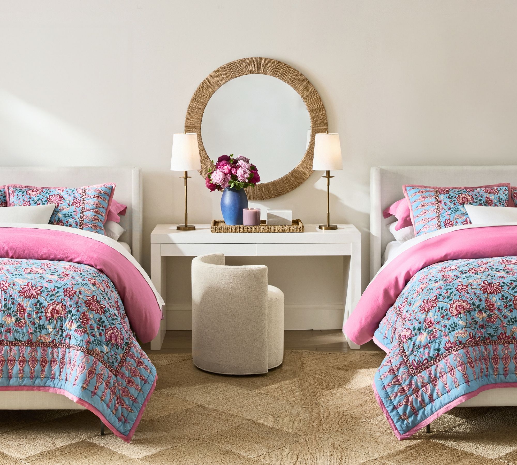 Lampe de table moderne en fer Rowan - Lampe de chevet de style industriel et rustique en lin