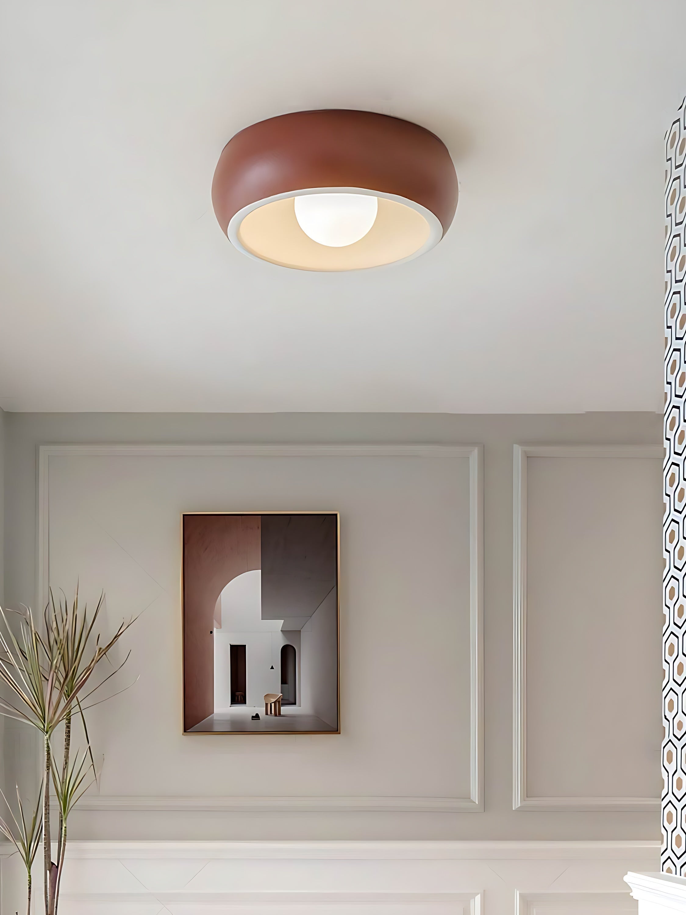 Modern Glass Metal Ceiling Light in Walnut for Indoor Lighting