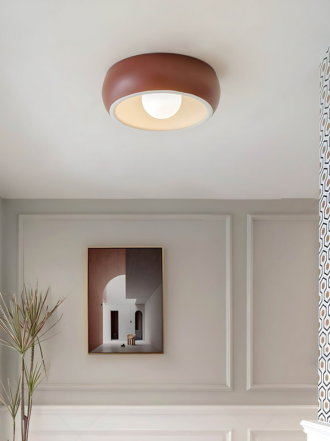 Plafonnier moderne en métal et verre, couleur noyer, pour l'éclairage intérieur