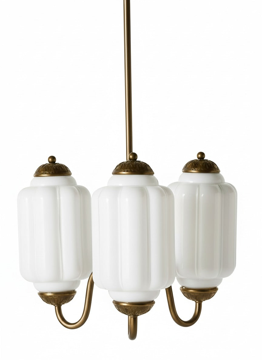 Eloise Vintage Glass Chandelier - Milk Glass Home Accent