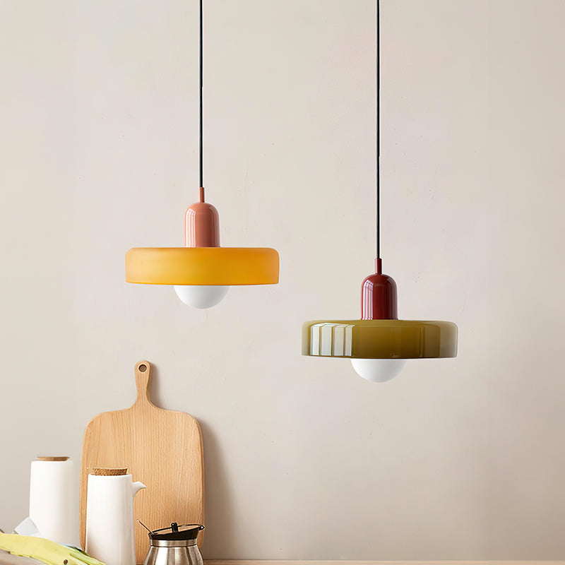 Disc Orb Glass Pendant Lamp – Morandi Pendant Light for Living Rooms