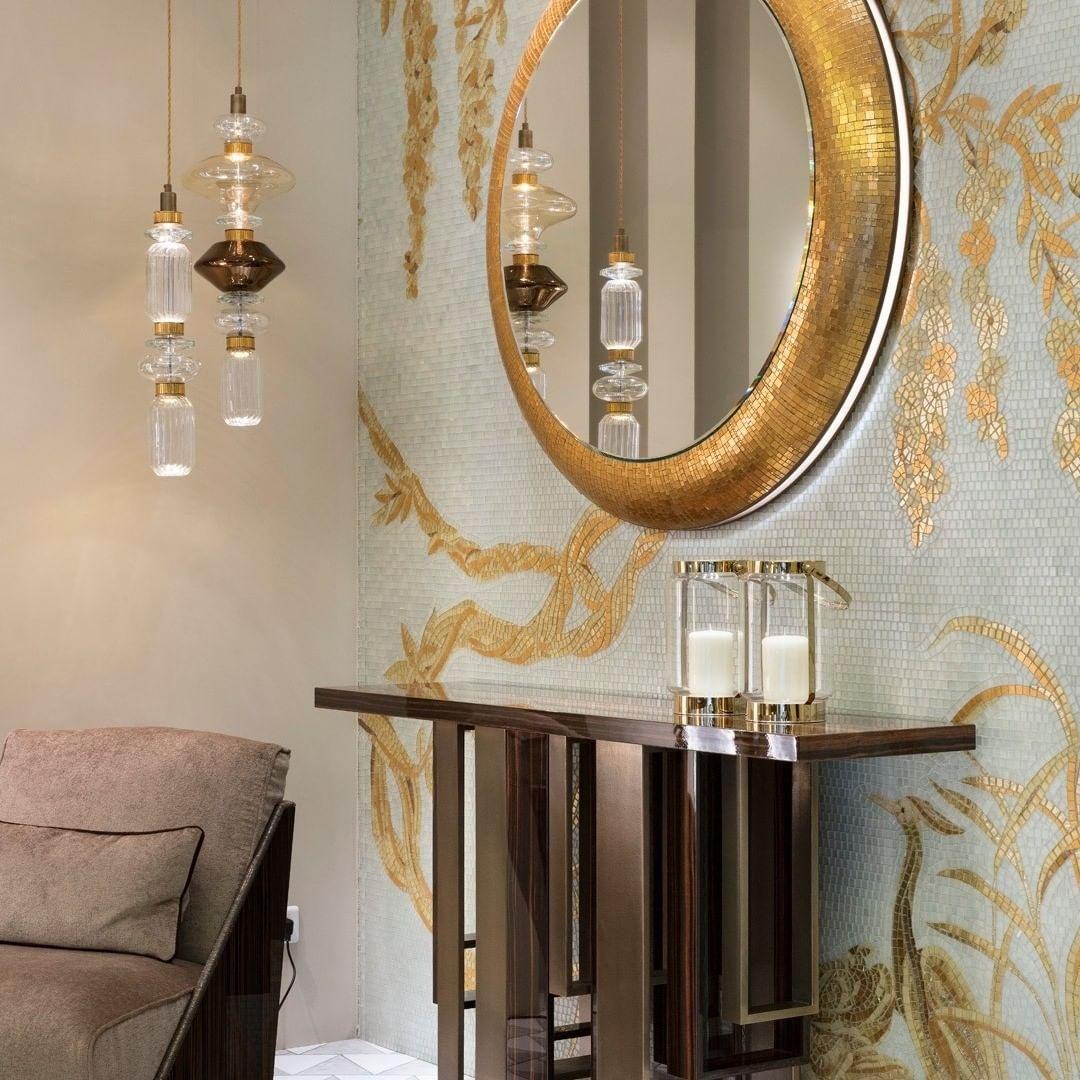 Sleek Hanging Light - Iron Metal Glass Gold Clear Hardwired Atmosphere