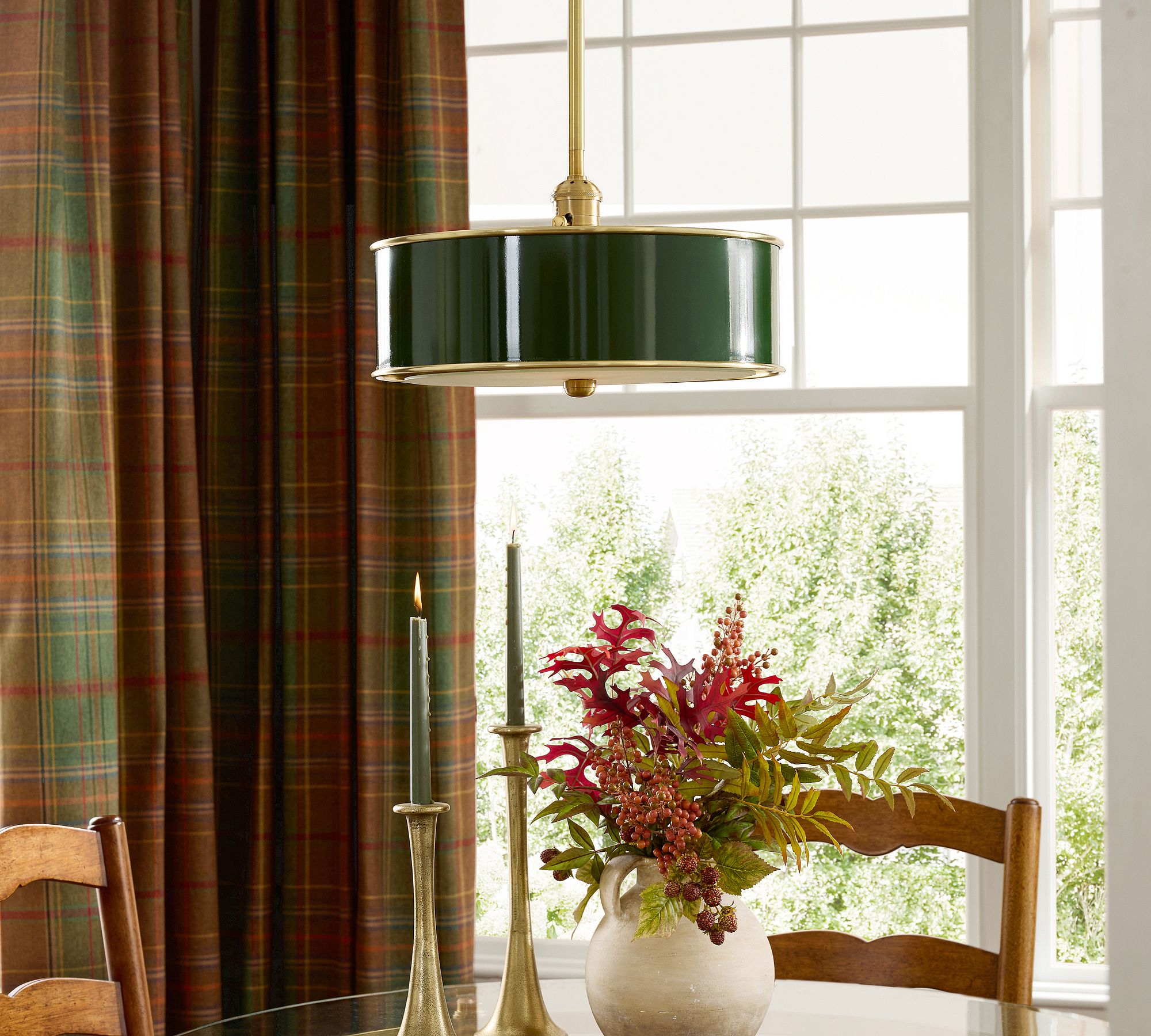 Forvara Metal Drum Pendant Light - Farmhouse Style Kitchen Island Lighting