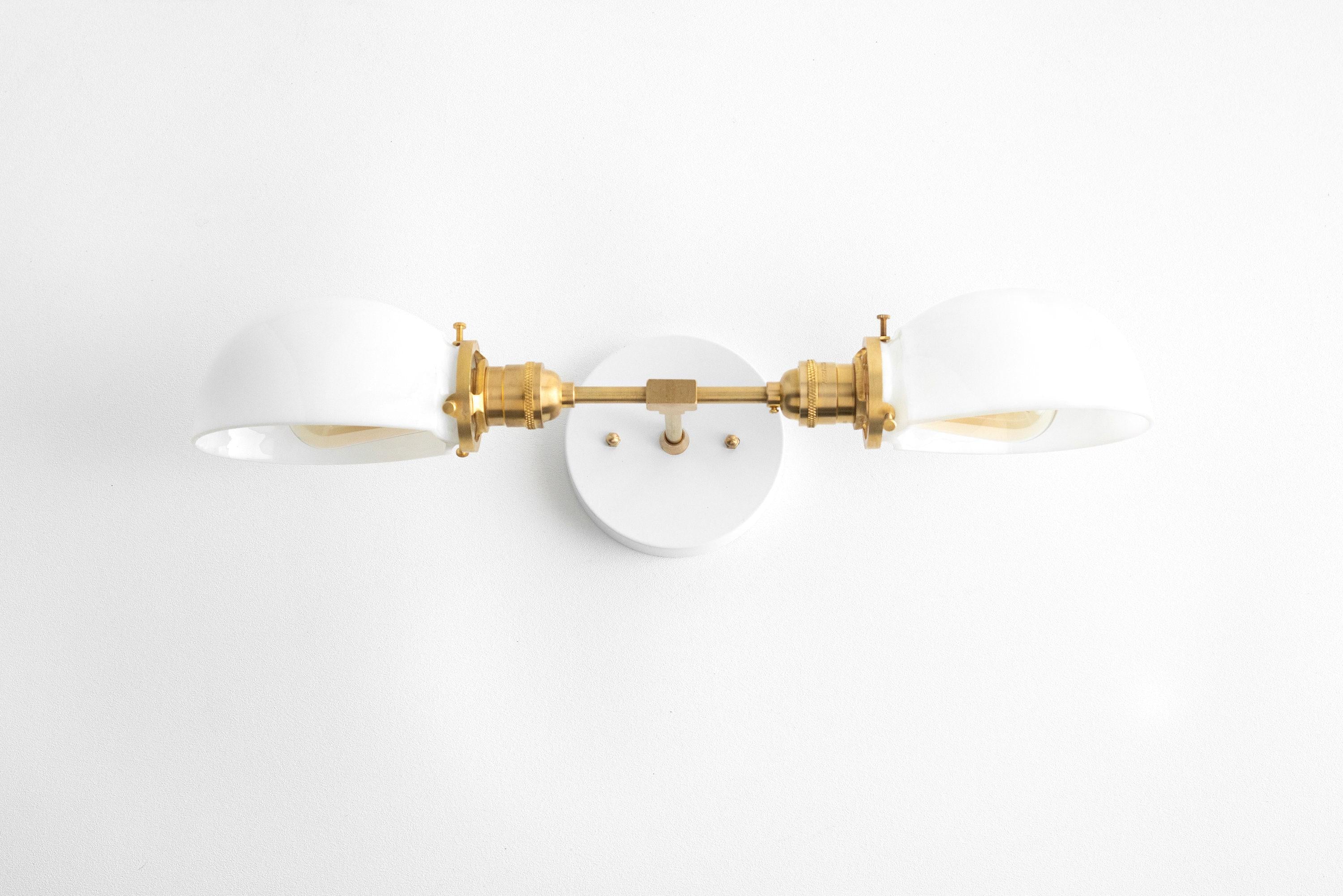 Ornato Luxe Mid-Century Vanity Light - Brass Bathroom Fixture with Opal Glass