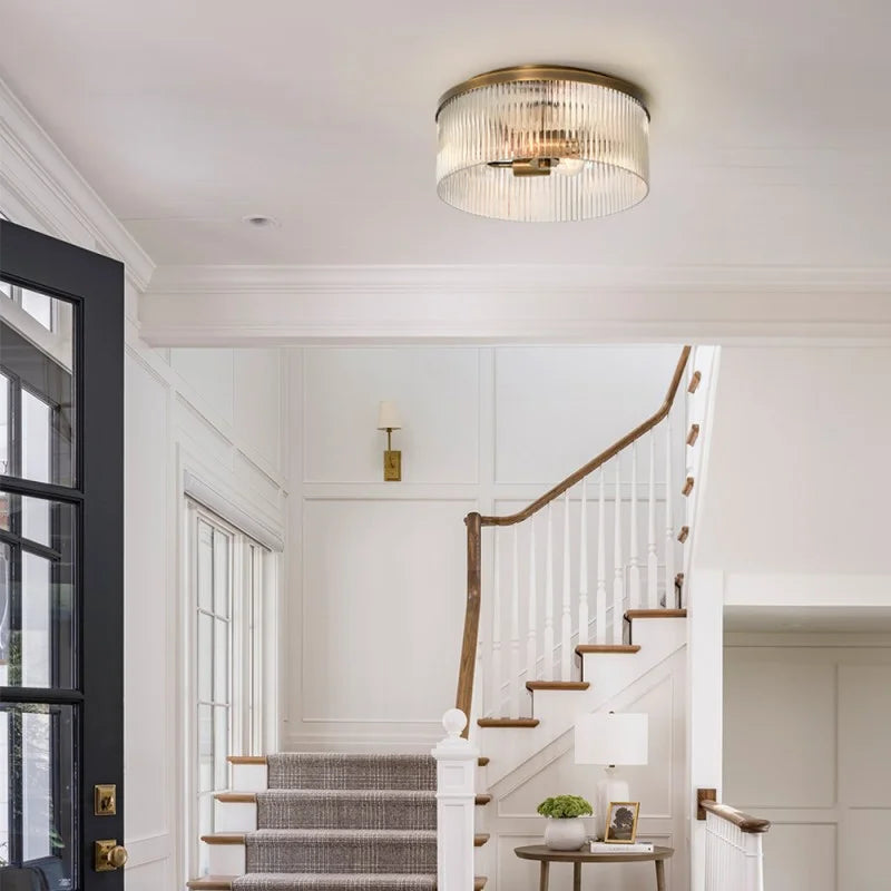 Vintage Semi-Flush Mount Clear Glass Ceiling Light