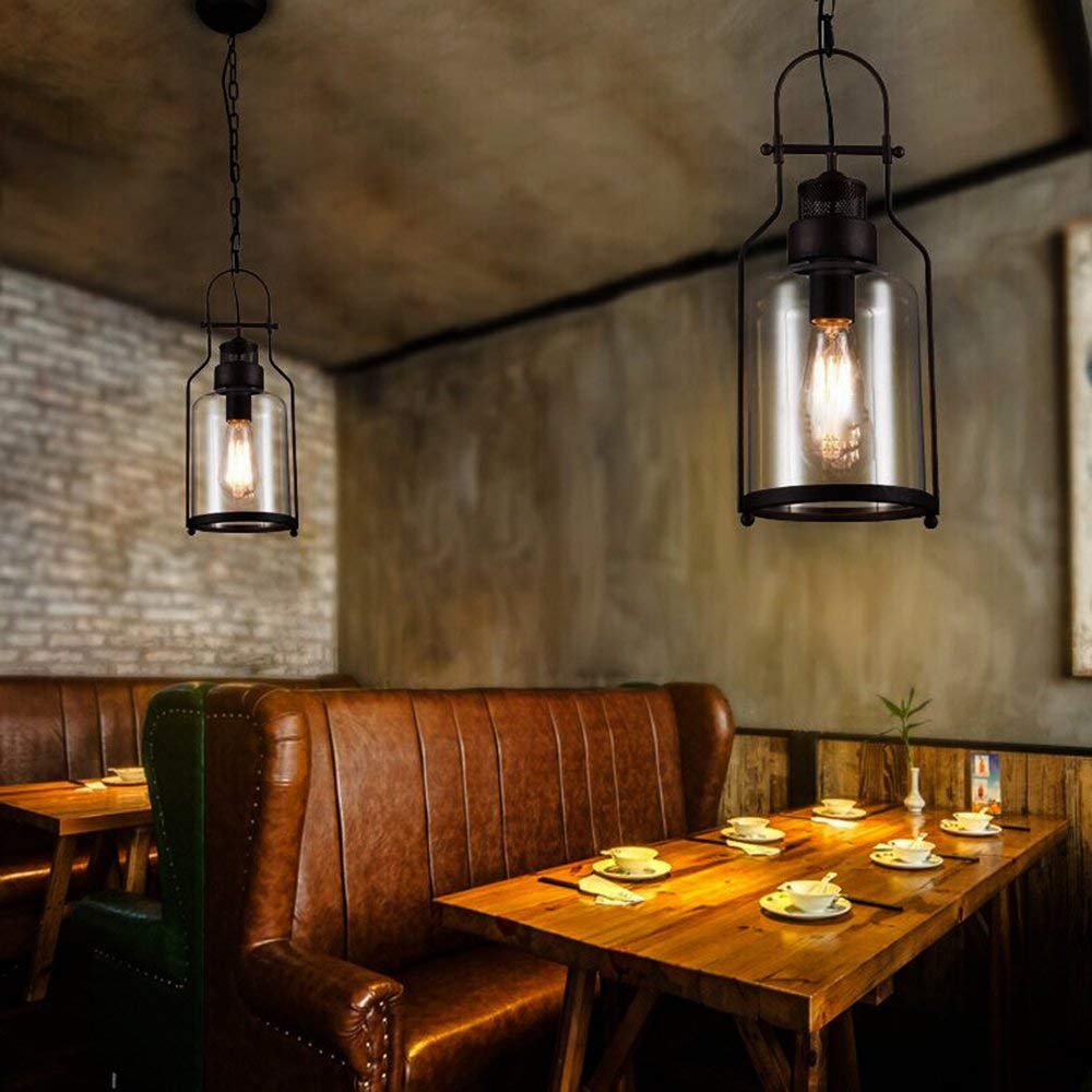 Industrial Black Smoked Glass Pendant Light