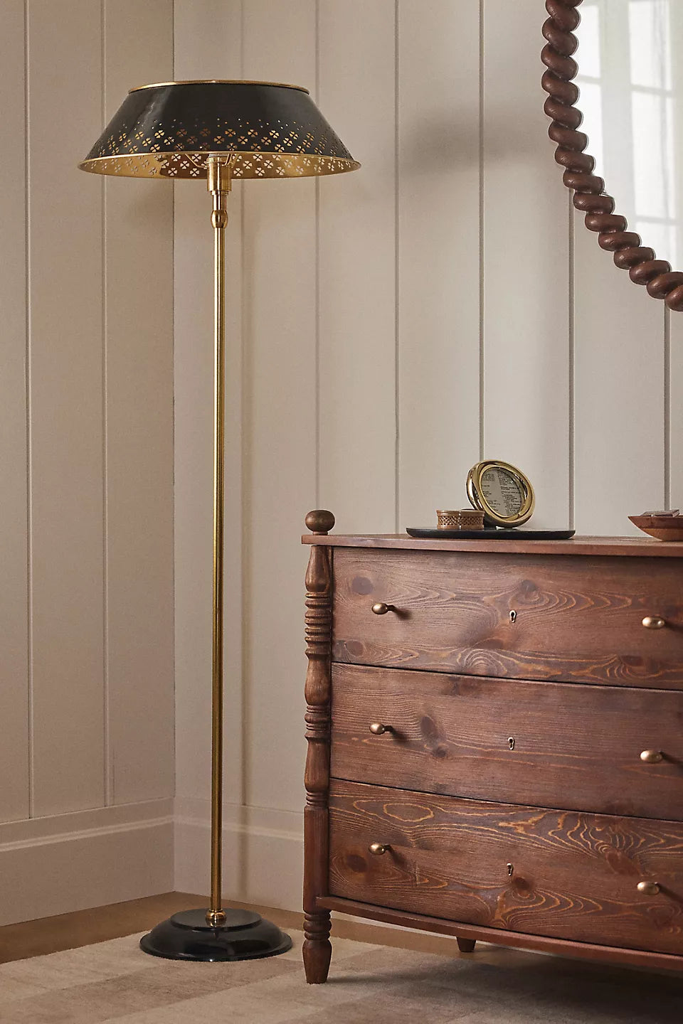 Auriglow Enameled Brass Perforated Floor Lamp - Space Age Style - Home Decor