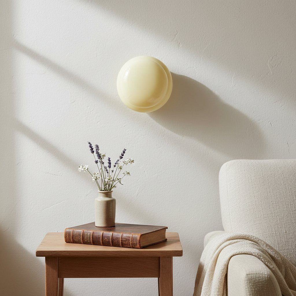 Vintage Opal Glass Wall Lamp - Classic Round Sconce for Living Room