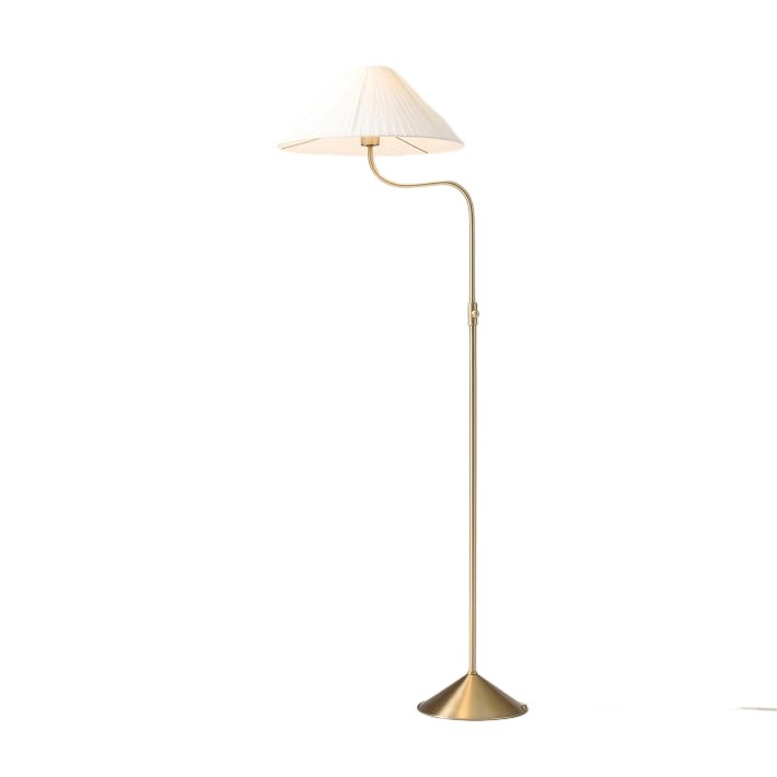 Fibura Champagne Bronze Floor Lamp - Elegant Linen Adjustable Lighting