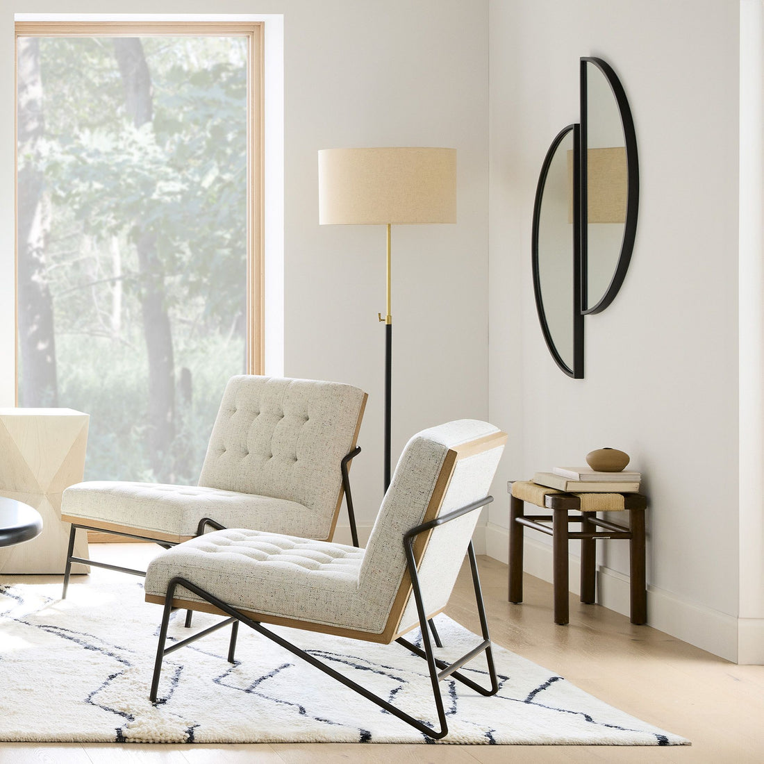 Mavora Linen Floor Lamp - Modern Adjustable Metal Lamp for Living Room