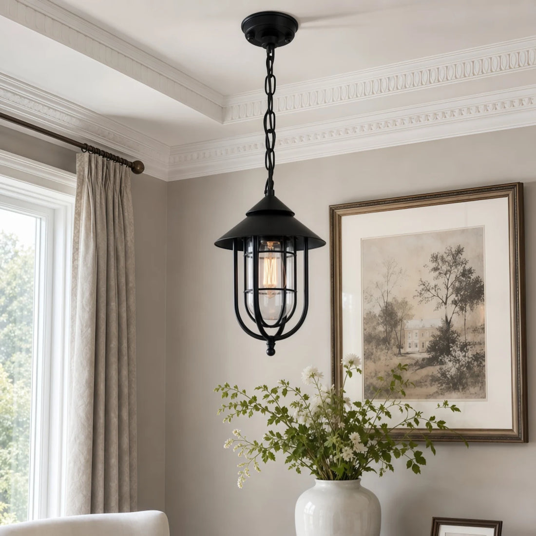 Patnox Outdoor Glass Pendant Lamp scene and detail