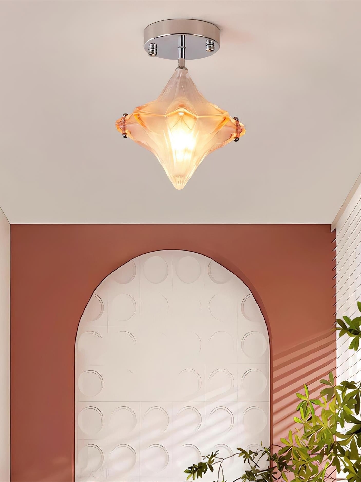 Art Deco Star Ceiling Lamp -Frosted Glass Fixture for Hallway & Entryway -Astris Ceres