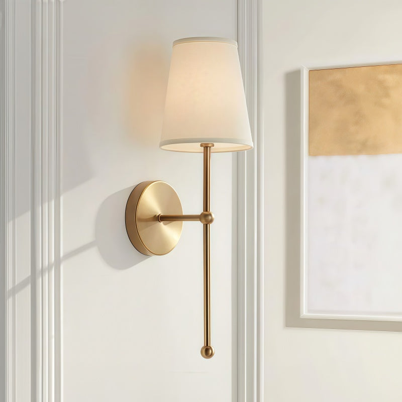 Fabric Wall Sconce - Brass Bedroom Wall Light