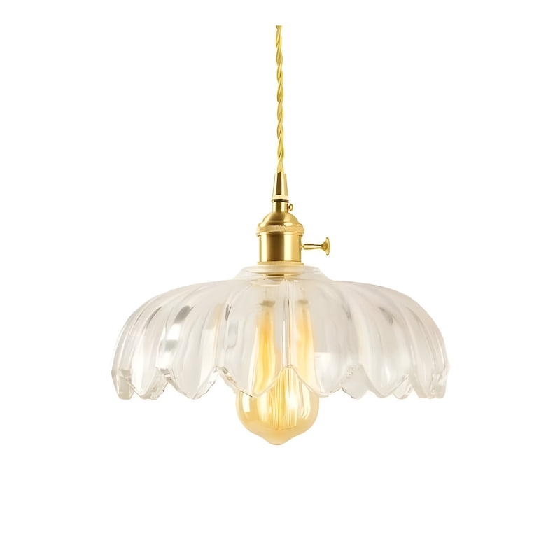 Glass Petal Pendant Lamp – Rustic Style Flower Design Light