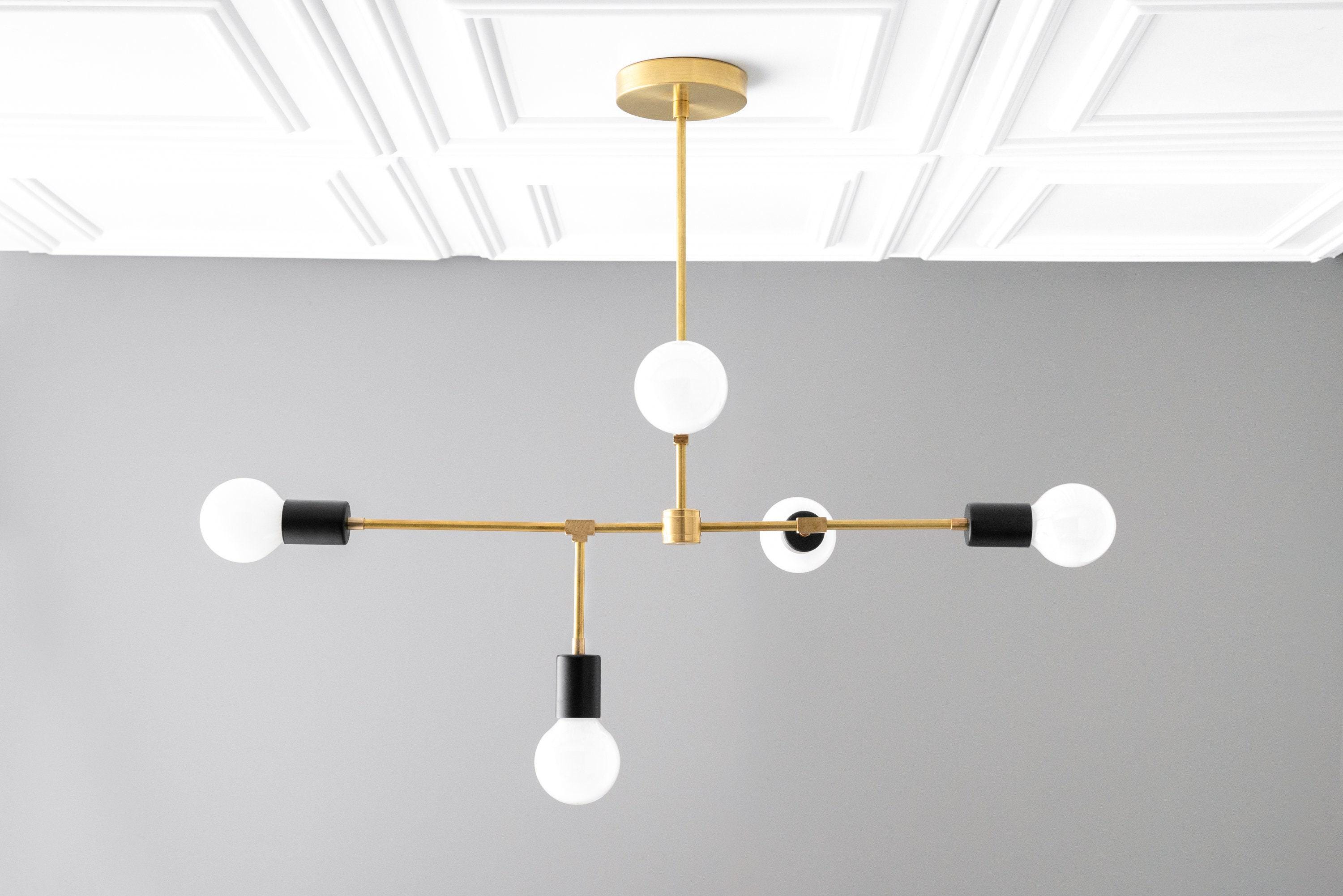 Mobilux Line 5 Light Chandelier - Modern Ceiling Hanging Lamp for Dining Room