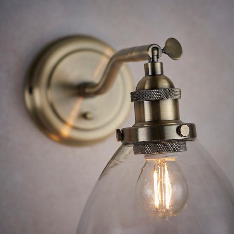 Adjustable Hansen Brass Wall Sconce - Clear Glass Design
