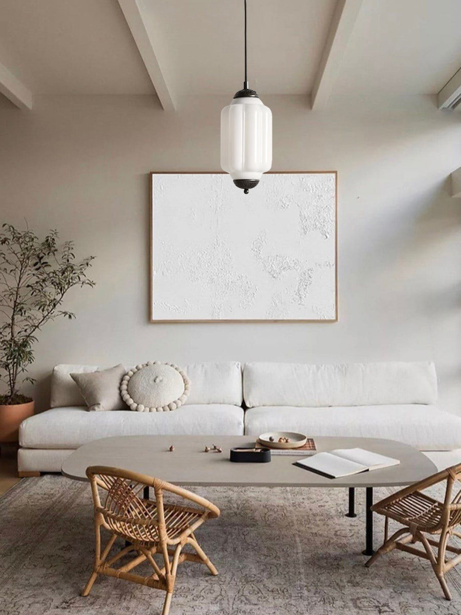 Antique Style Glass Pendant Light Fixture with Brass Details