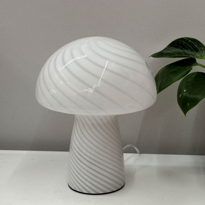 Mushroom Table Lamp – Designer Striped Glass Light for Cozy Spaces