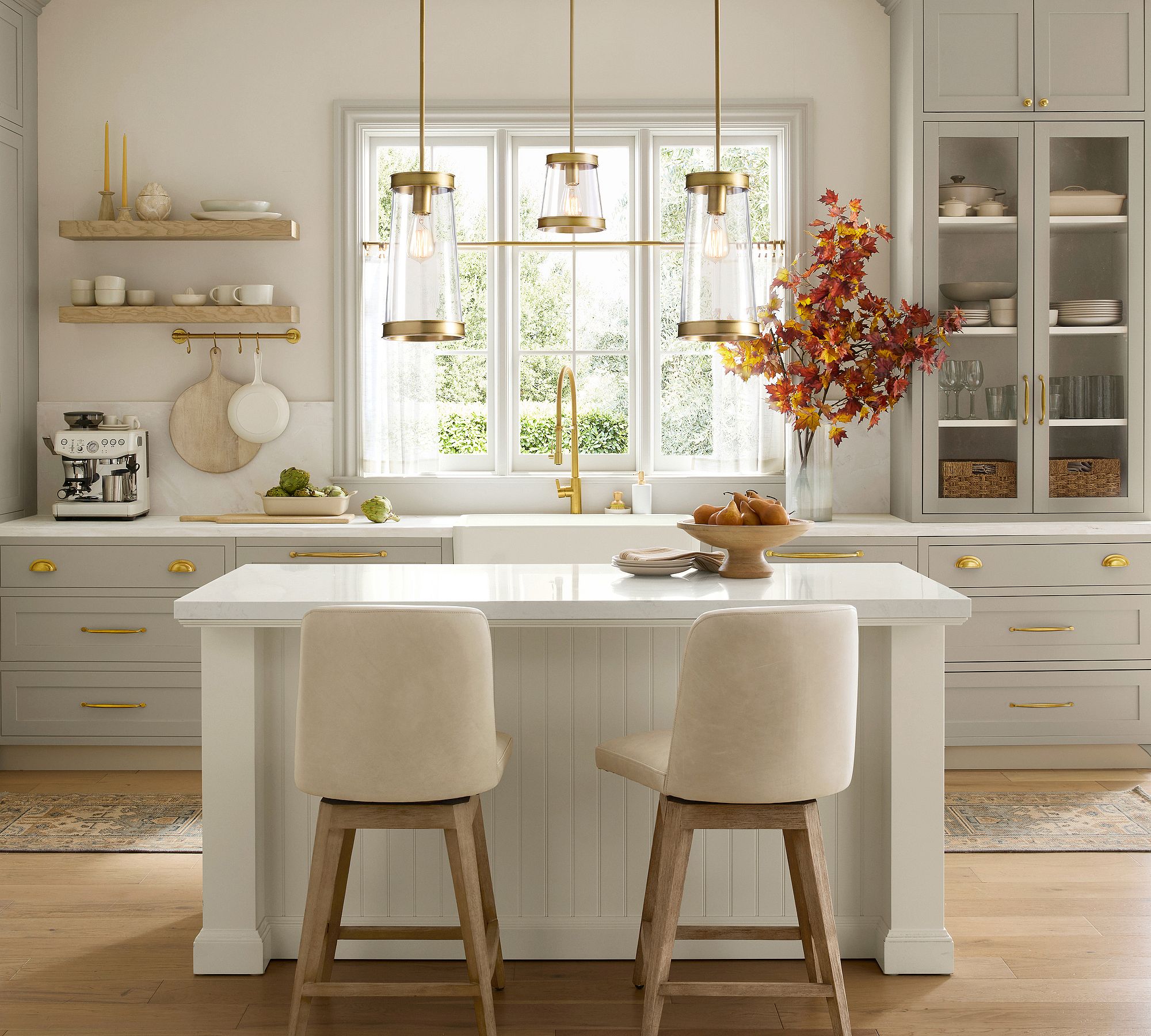 Driscoll Glass Drum Pendant Light - Contemporary Brass Hanging Lamp