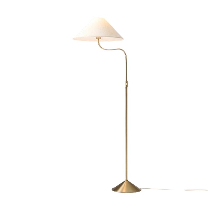 Fibura Champagne Bronze Floor Lamp - Elegant Linen Adjustable Lighting