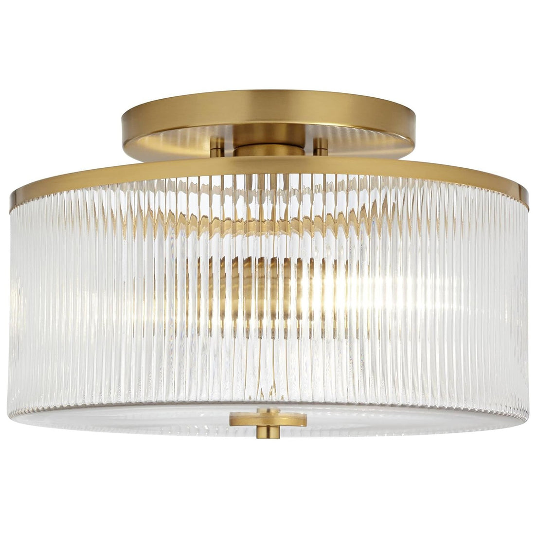 Plafonnier tambour en verre rayé Claude Farmhouse - Suspension rétro