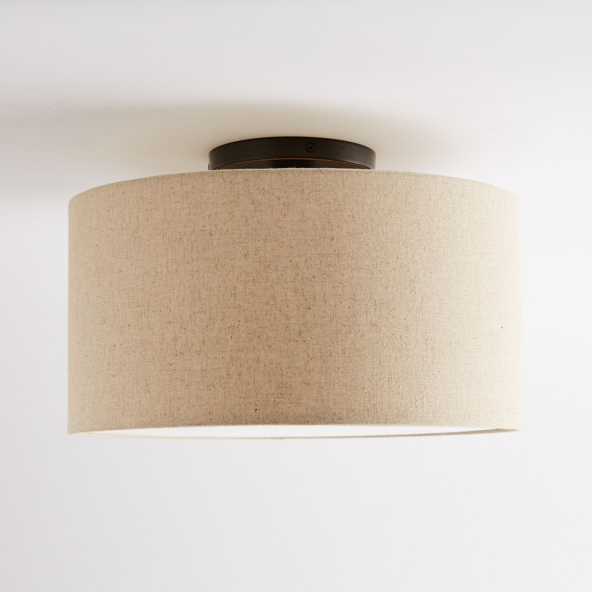 Jelvane Fabric Drum Ceiling Lamp - Linen Flush Mount Light for Hallway