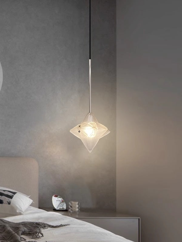 Art Deco Astris Elara Star Pendant Light-Frosted Glass Pendant with Geometric Style
