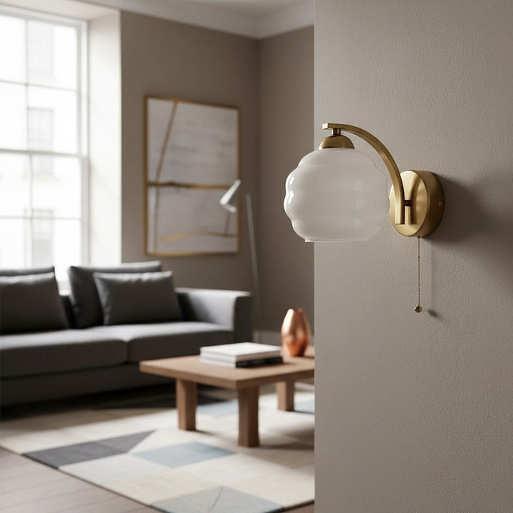 Curvona Bauhaus Milk Glass Wall Sconce - Minimalist Decor Upgrade