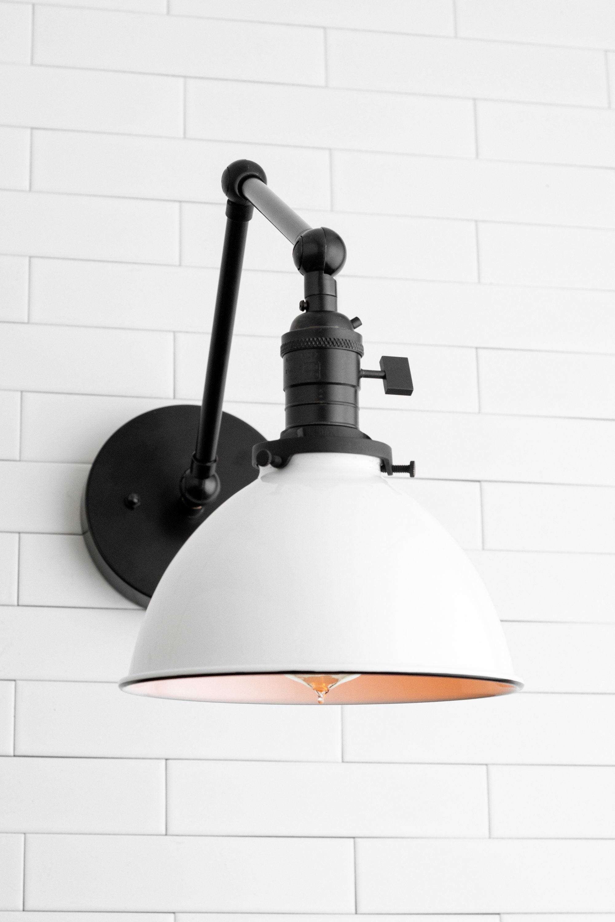 Conique Metal Vintage Industrial Swing Arm Wall Lamp - Adjustable Dome Shade for Study