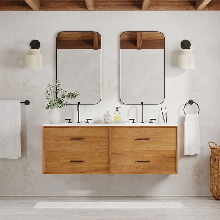 Applique murale minimaliste moderne en laiton et verre Hanton – Résistante à l'humidité pour salle de bain