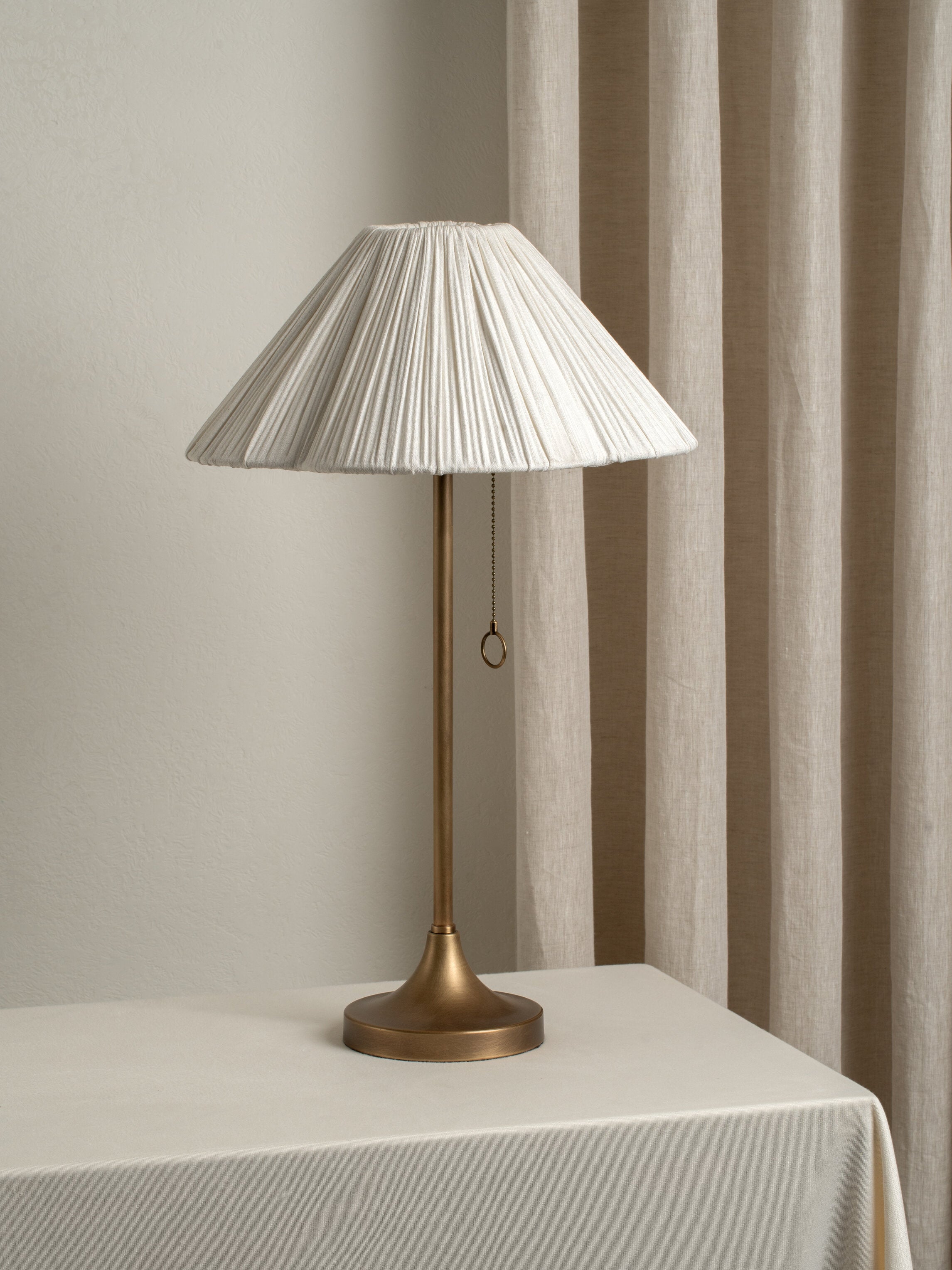 Lindi - Aged Brass and Scalloped Linen Table Lamp