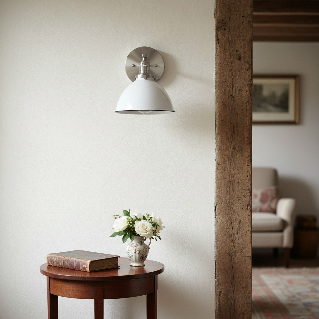 Conique Metal  Wall Sconce - White Metal Shade - Industrial Modern Lighting