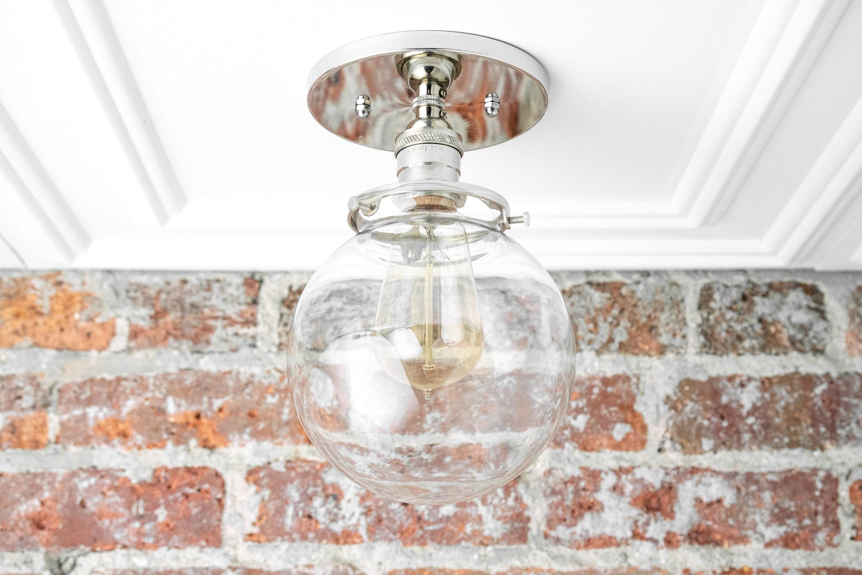 Glorica Glass Retro Globe Ceiling Light - Vintage Industrial Home Lighting