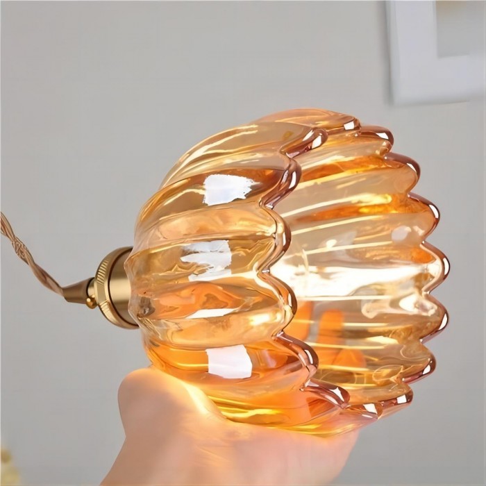 Japanese Flower Pendant Light – Glass Retro Fixture for Interiors