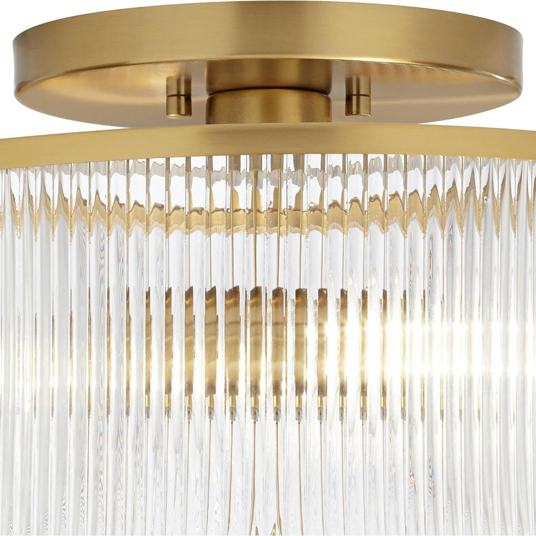 Plafonnier tambour en verre rayé Claude Farmhouse - Suspension rétro