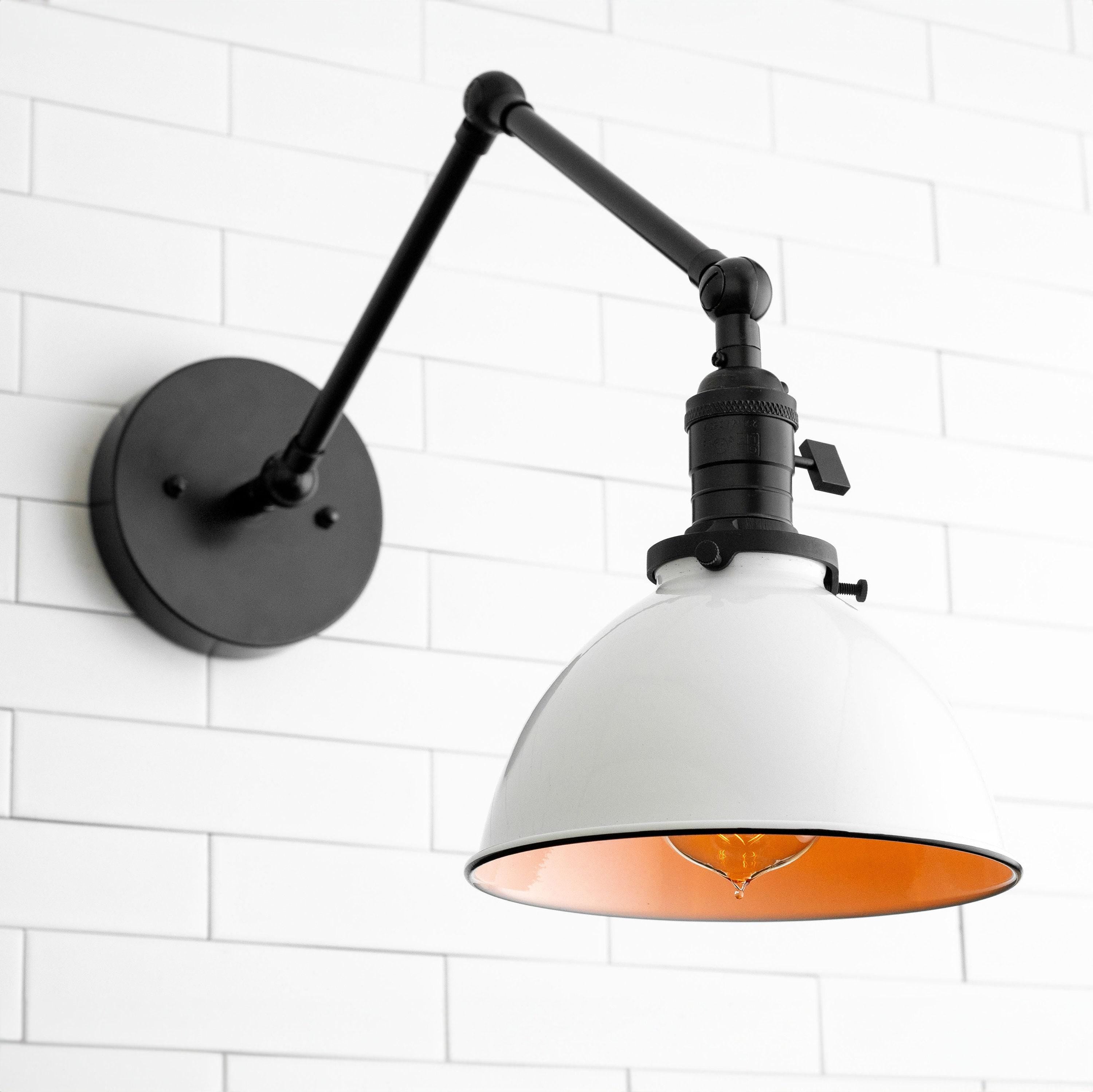 Conique Metal Vintage Industrial Swing Arm Wall Lamp - Adjustable Dome Shade for Study