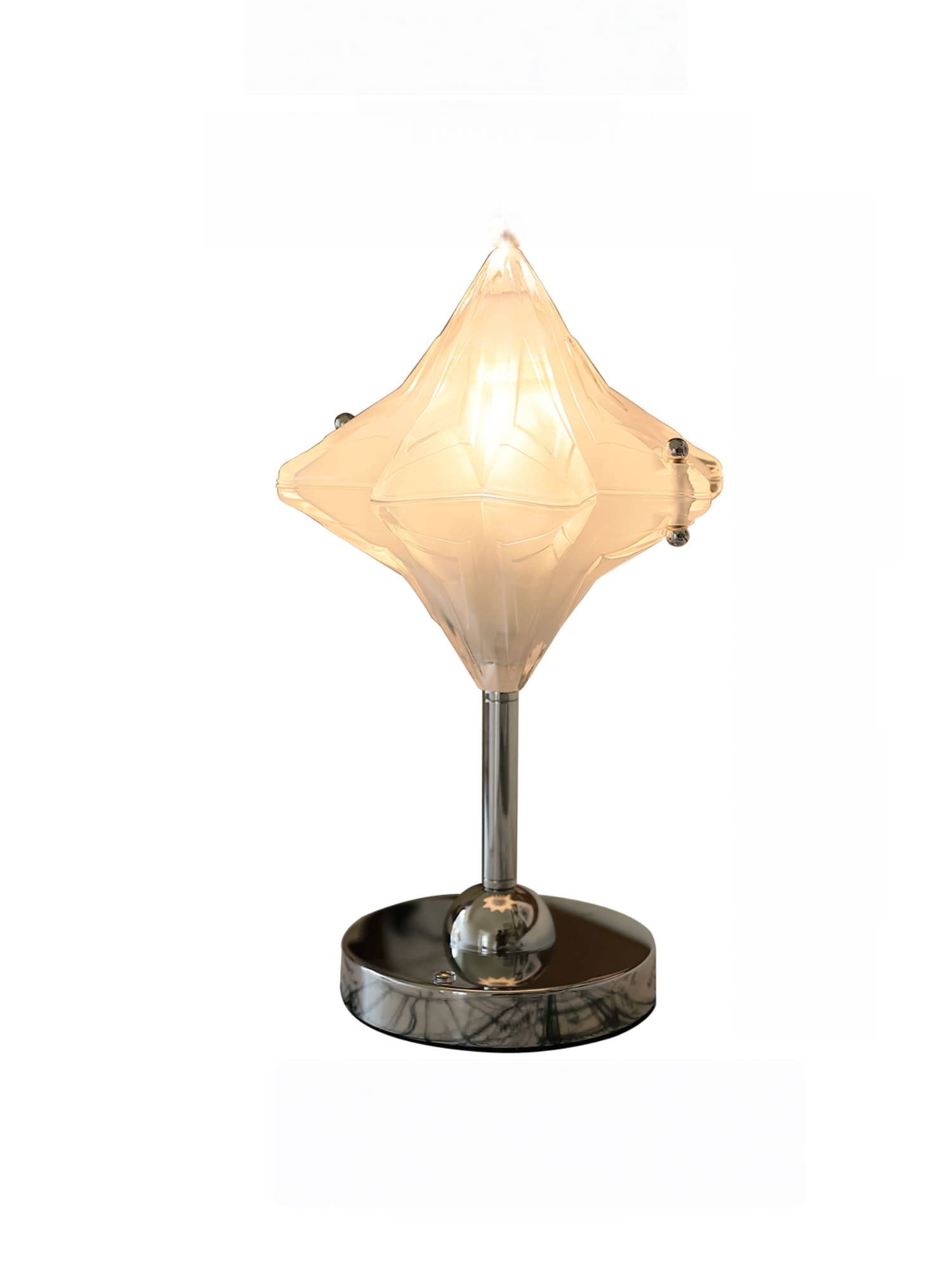 Art Deco Star Table Lamp - Frosted Glass Light for Modern Bedrooms - Astris Lyra