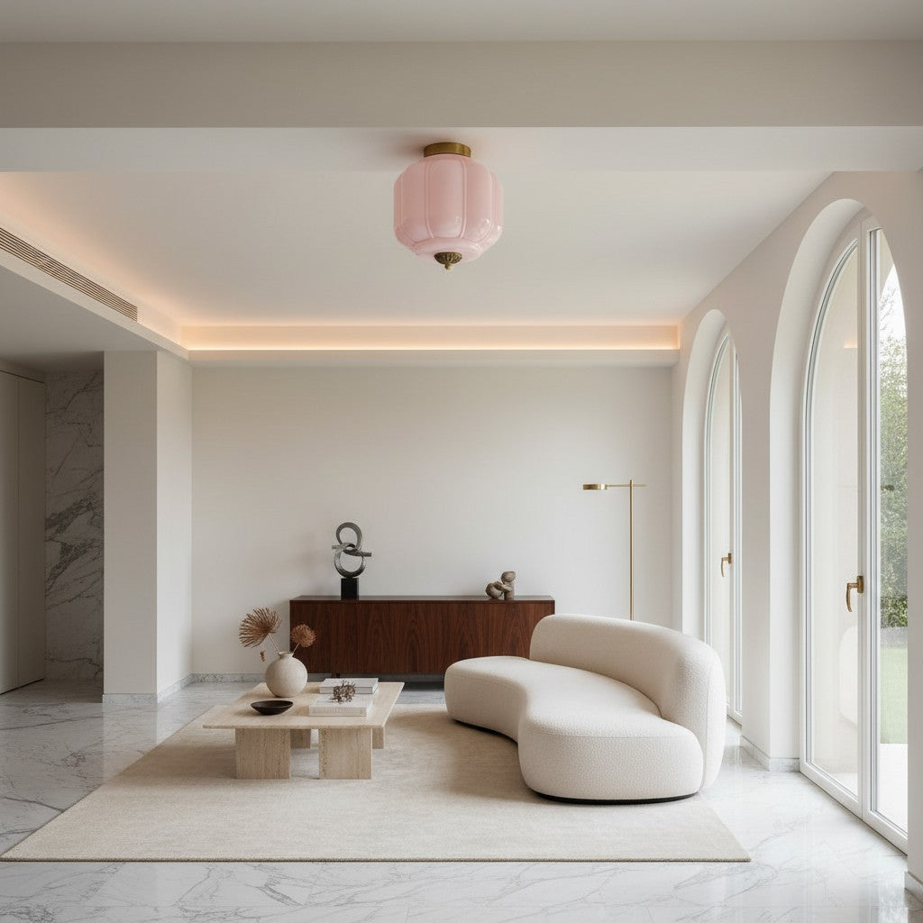 Vintage Eloise Milk Glass Flush Mount Ceiling Light - Vintage Charm Soft Glow