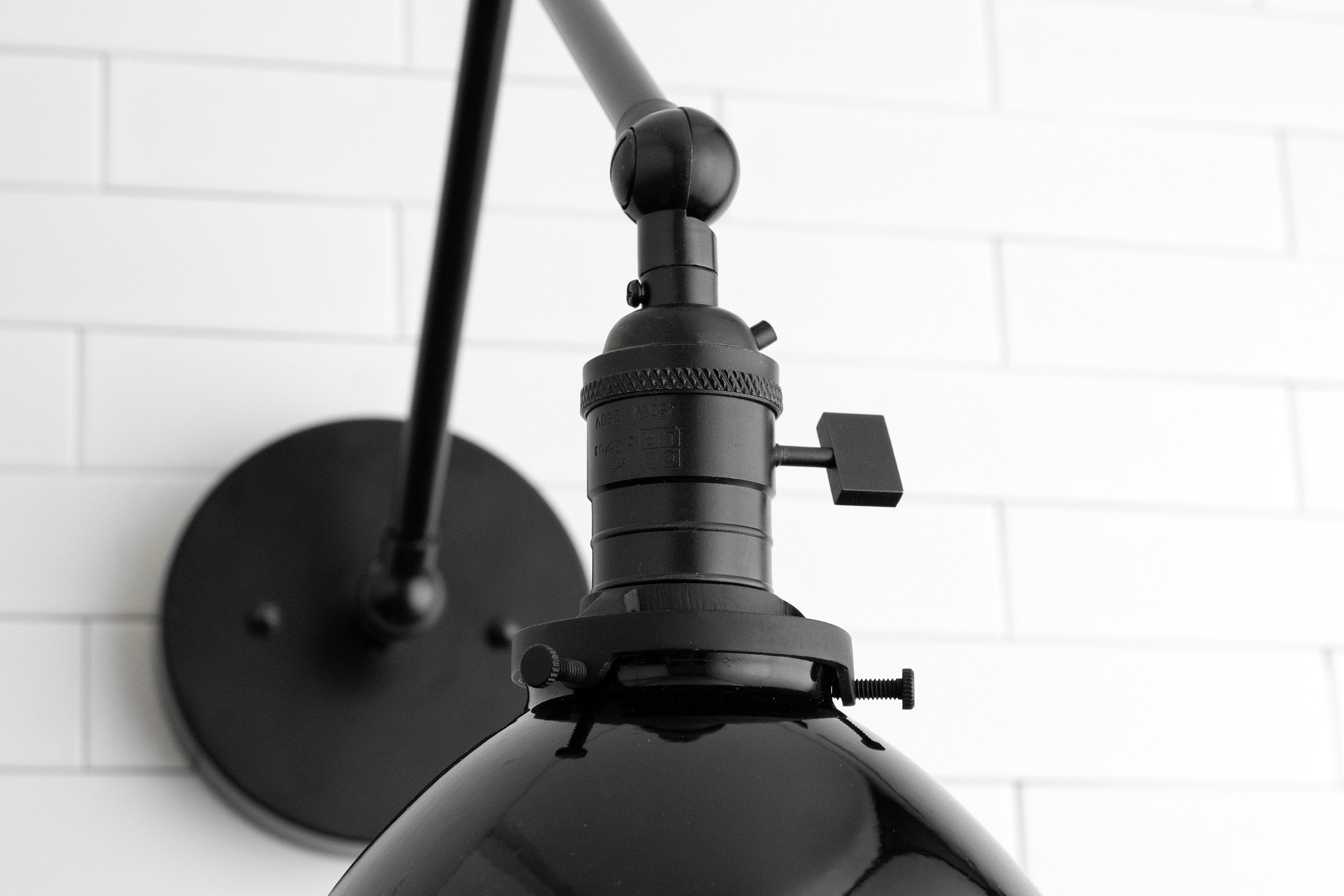 Conique Metal Vintage Industrial Swing Arm Wall Lamp - Adjustable Dome Shade for Study