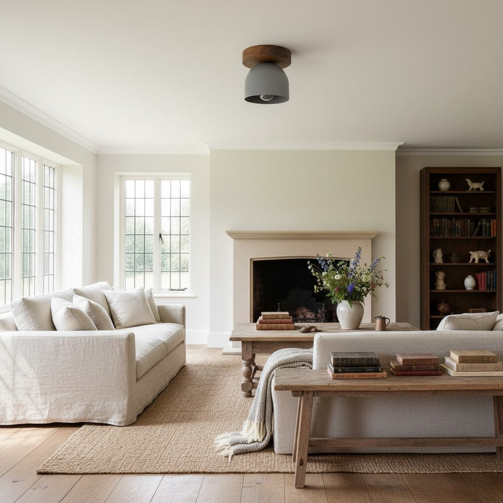 Metio Dome Modern Rustic Ceiling Light - Wooden and Metal Fusion