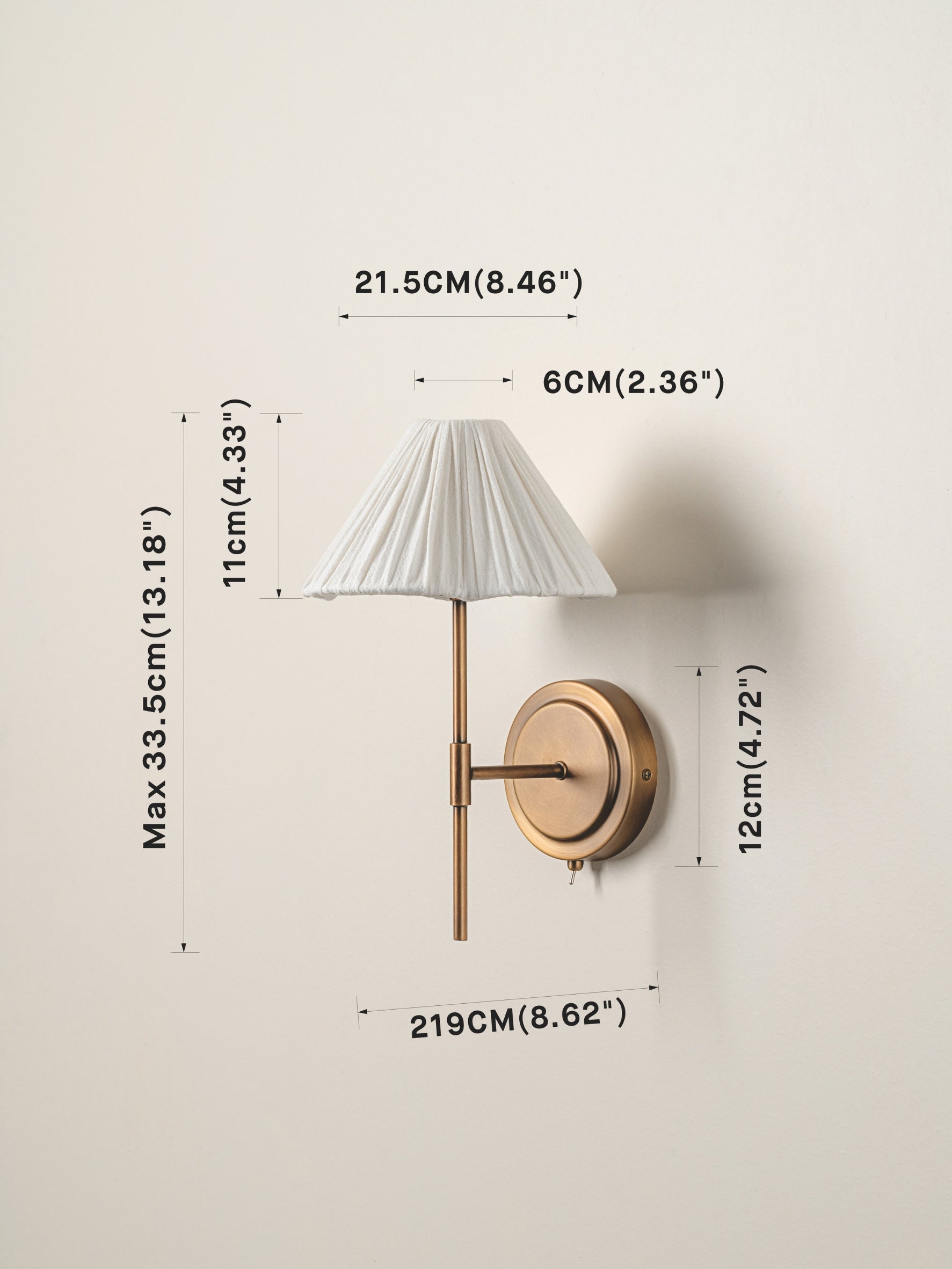 Lindi - Aged Brass and Linen Scalloped Wall Light