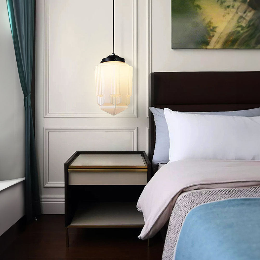 White Milk Glass Pendant Light - Vintage Elegance